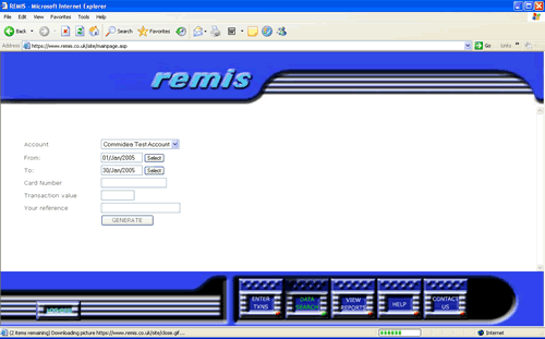 remis card transaction search screen